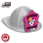 Stock White Fire Hat- Dalmation Jr. Fire Chief Shld