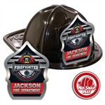 Custom Black Fire Hats w/ Silver Hat Logo/Firefighter Shield