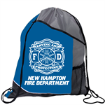 Blue Serving/Protecting Pocket Drawstring Backpack